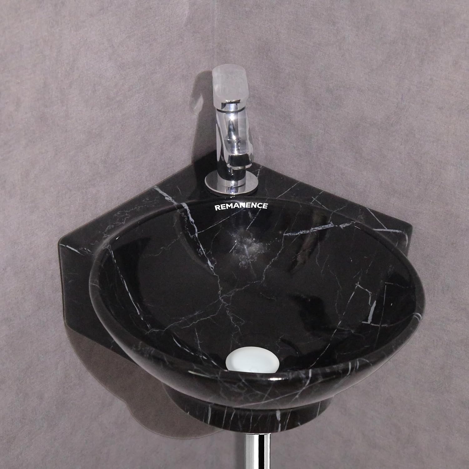 REMANENCE-ROUND Designer Wall Mounted Small Corner Wash Basin for Bathroom (16.3 x 13.8 x 4.3 Inch)