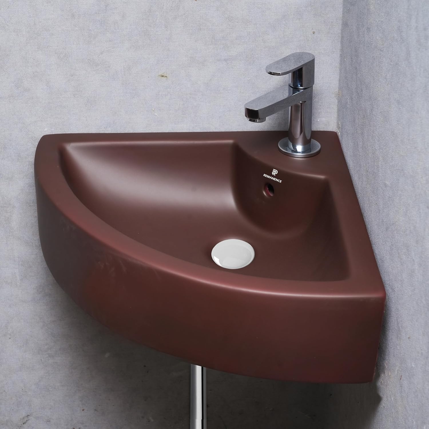 REMANENCE Ceramic Wall Mounted Corner Wash Basin (20.4 x 15 x 6 Inch)
