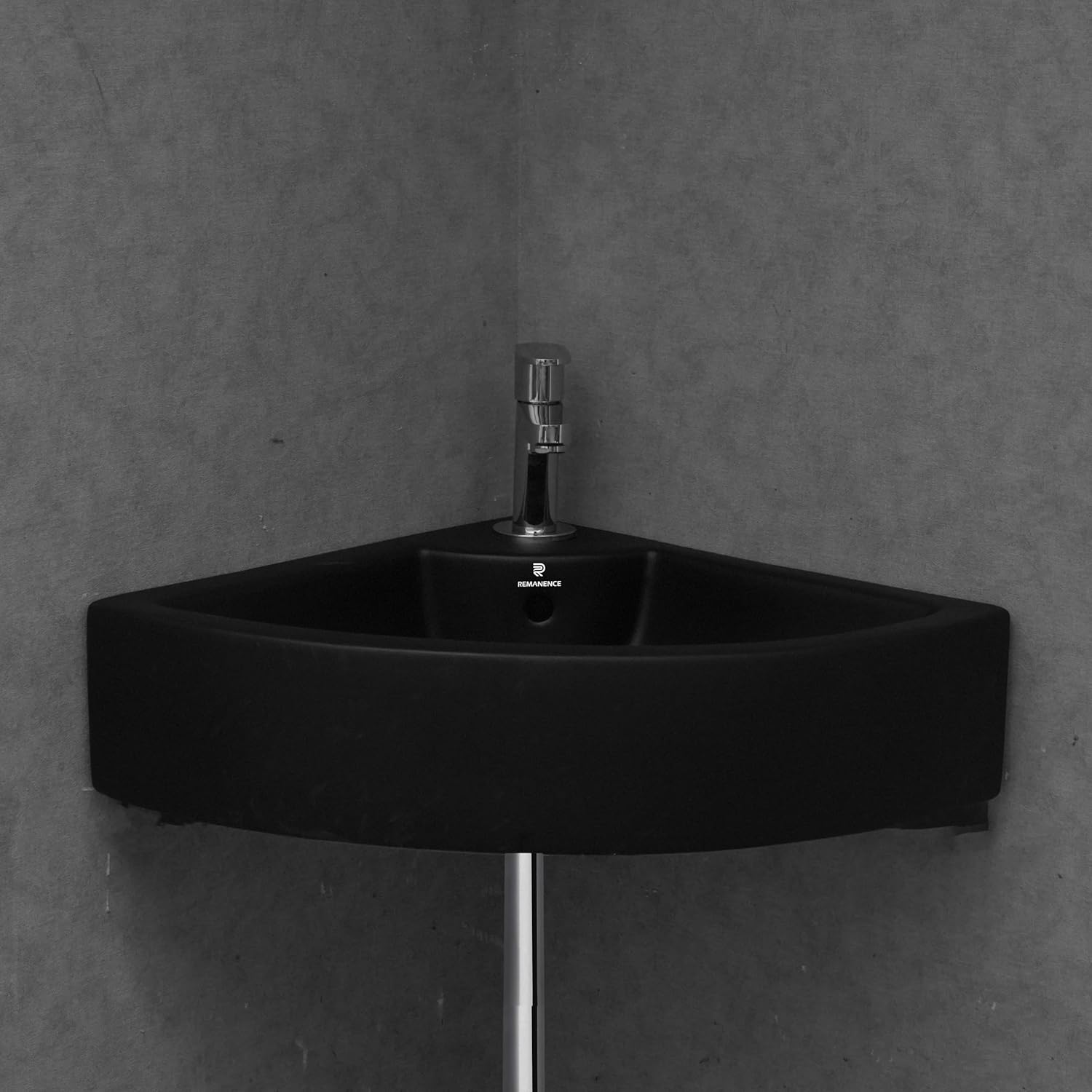 REMANENCE Ceramic Wall Mounted Corner Wash Basin (20.4 x 15 x 6 Inch)