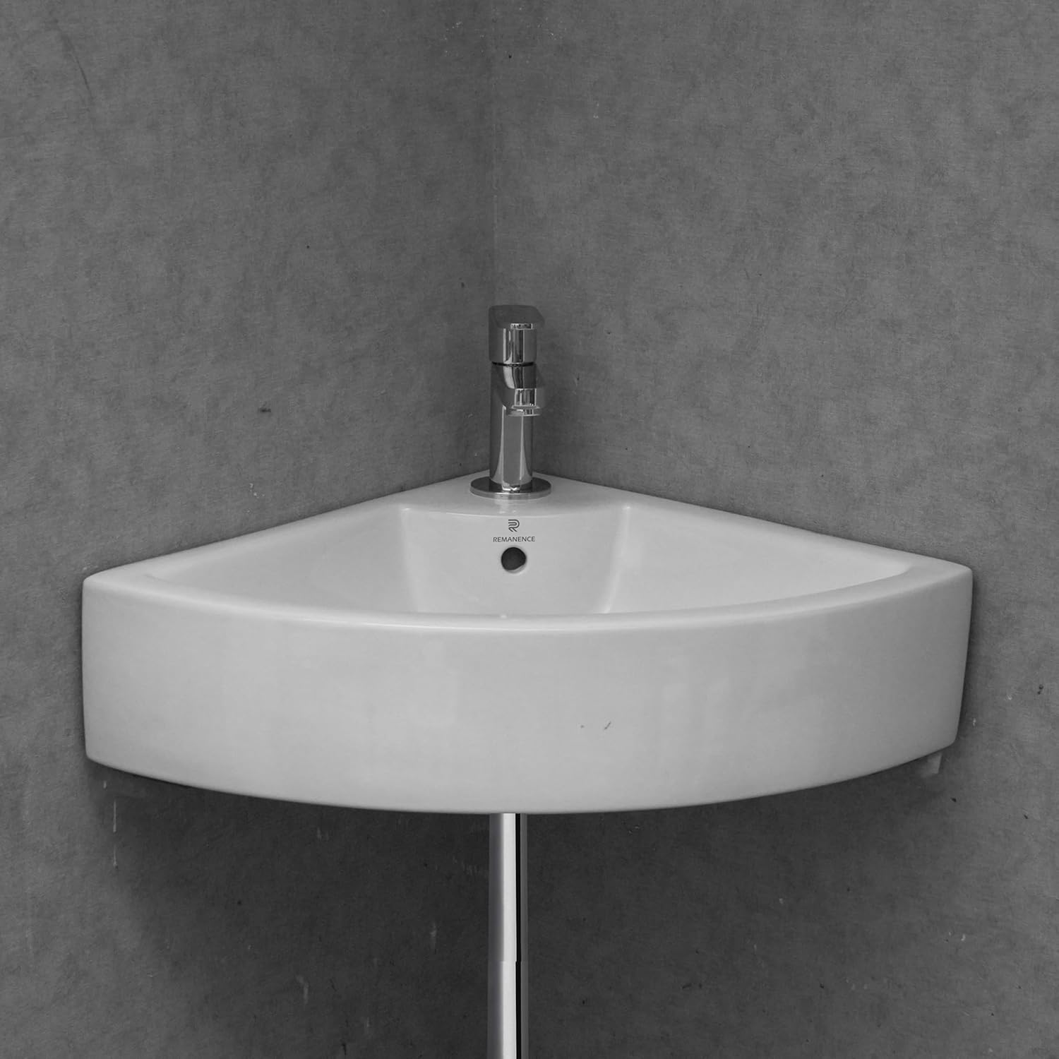 REMANENCE Ceramic Wall Mounted Corner Wash Basin (20.4 x 15 x 6 Inch)