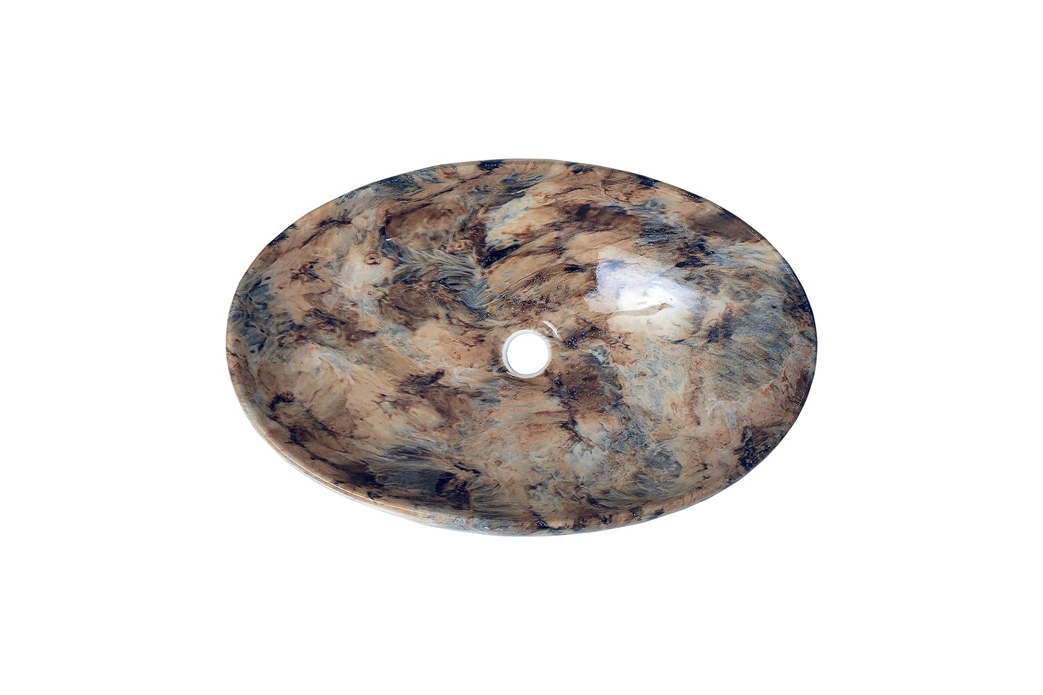 REMANENCE Ceramic Countertop Wash Basin for Designer Bathroom, Boutique Hotels, Luxury Homes (24 x 15 x 6 Inch) (Beige Brown)